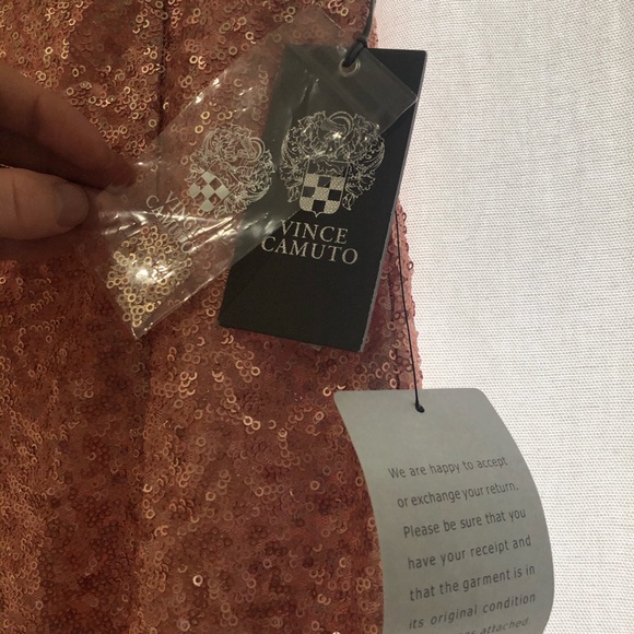 NWT Vince Camuto Blush Peach Sequin Midi Dress - Picture 10 of 11